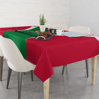 Maldives National Flag and Emblem Tablecloth with Green Red White Colorblock Design