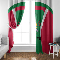 Maldives National Flag and Emblem Window Curtain with Green Red White Colorblock Design
