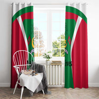 Maldives National Flag and Emblem Window Curtain with Green Red White Colorblock Design