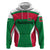 Maldives National Flag and Emblem Zip Hoodie with Green Red White Colorblock Design