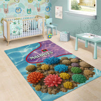 Maldives Coral Reef Ocean Print Area Rug with Underwater Pastel Blue and Purple Design