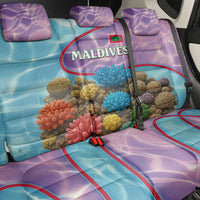 Maldives Coral Reef Ocean Print Back Car Seat Cover with Underwater Pastel Blue and Purple Design