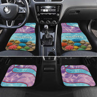 Maldives Coral Reef Ocean Print Car Mats with Underwater Pastel Blue and Purple Design