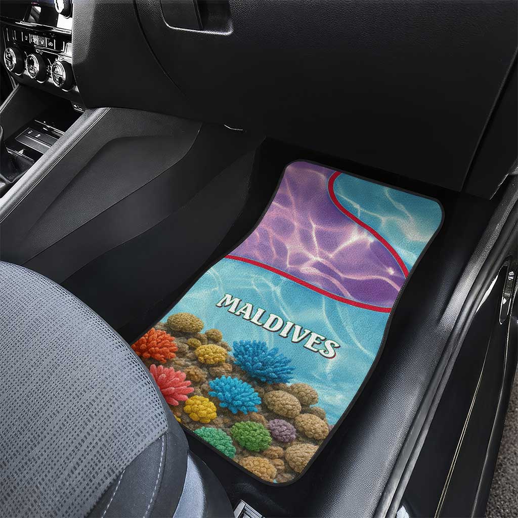 Maldives Coral Reef Ocean Print Car Mats with Underwater Pastel Blue and Purple Design
