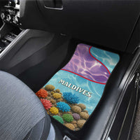 Maldives Coral Reef Ocean Print Car Mats with Underwater Pastel Blue and Purple Design