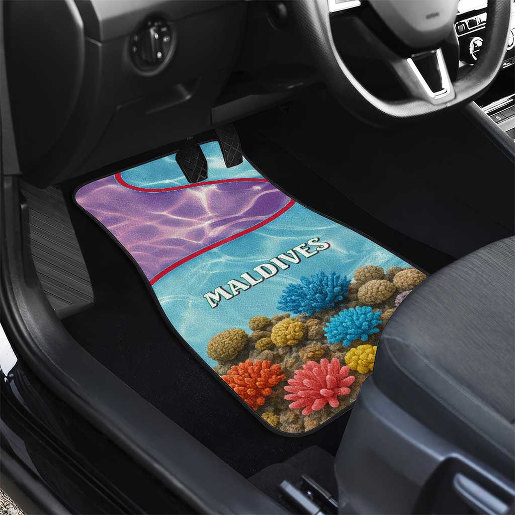 Maldives Coral Reef Ocean Print Car Mats with Underwater Pastel Blue and Purple Design