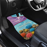 Maldives Coral Reef Ocean Print Car Mats with Underwater Pastel Blue and Purple Design