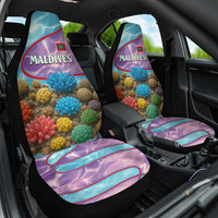 Maldives Coral Reef Ocean Print Car Seat Cover with Underwater Pastel Blue and Purple Design
