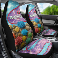 Maldives Coral Reef Ocean Print Car Seat Cover with Underwater Pastel Blue and Purple Design