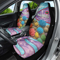 Maldives Coral Reef Ocean Print Car Seat Cover with Underwater Pastel Blue and Purple Design