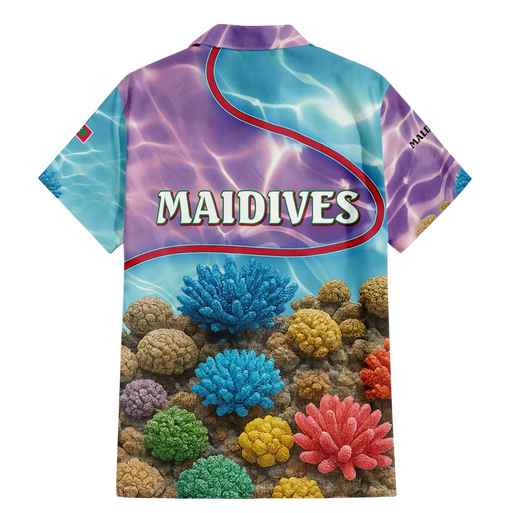 Maldives Coral Reef Ocean Print Family Matching Mermaid Dress and Hawaiian Shirt with Underwater Pastel Blue and Purple Design