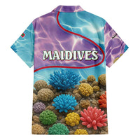 Maldives Coral Reef Ocean Print Family Matching Puletasi and Hawaiian Shirt with Underwater Pastel Blue and Purple Design