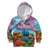 Maldives Coral Reef Ocean Print Kid Hoodie with Underwater Pastel Blue and Purple Design