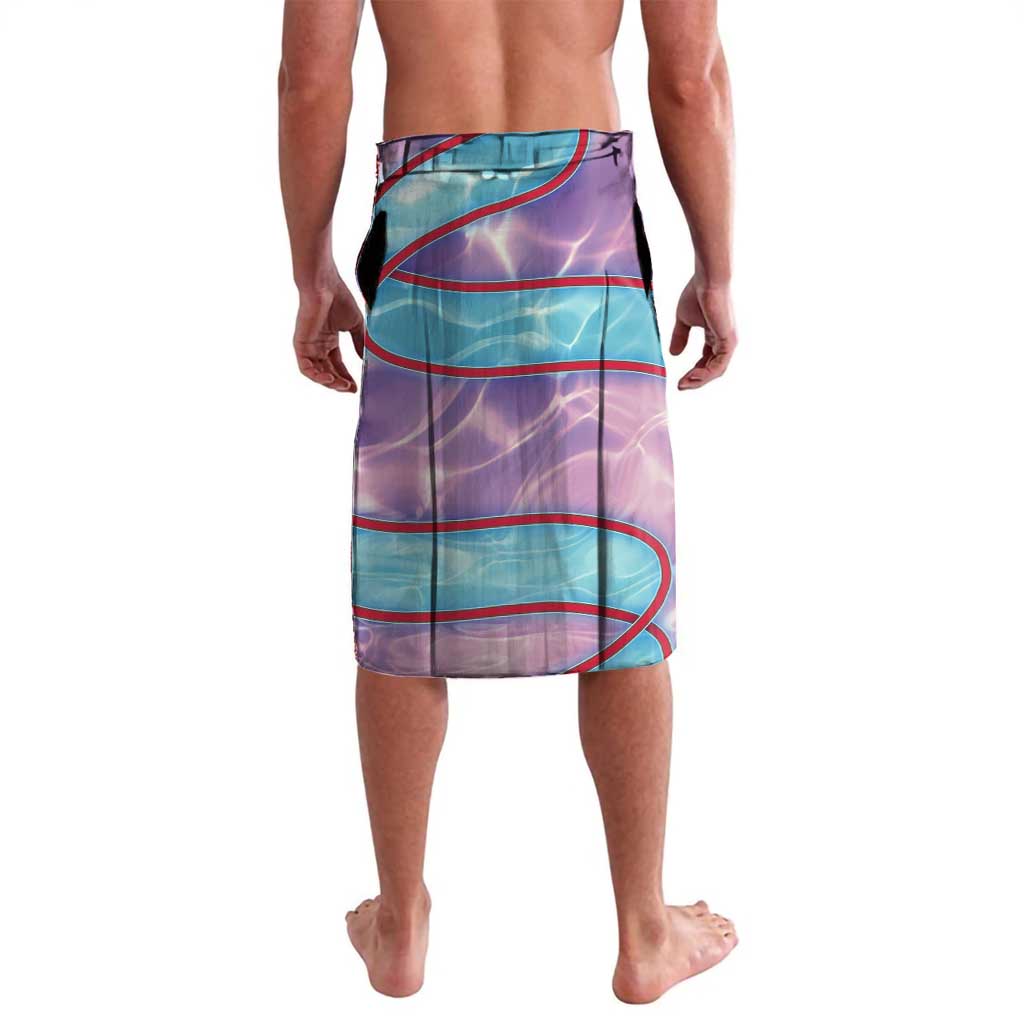 Maldives Coral Reef Ocean Print Lavalava with Underwater Pastel Blue and Purple Design
