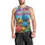 Maldives Coral Reef Ocean Print Men Tank Top with Underwater Pastel Blue and Purple Design