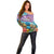 Maldives Coral Reef Ocean Print Off Shoulder Sweater with Underwater Pastel Blue and Purple Design