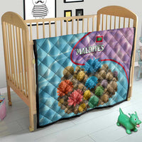 Maldives Coral Reef Ocean Print Quilt with Underwater Pastel Blue and Purple Design