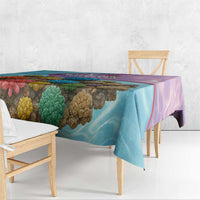 Maldives Coral Reef Ocean Print Tablecloth with Underwater Pastel Blue and Purple Design