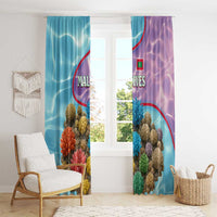 Maldives Coral Reef Ocean Print Window Curtain with Underwater Pastel Blue and Purple Design