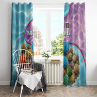 Maldives Coral Reef Ocean Print Window Curtain with Underwater Pastel Blue and Purple Design