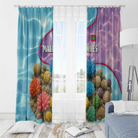 Maldives Coral Reef Ocean Print Window Curtain with Underwater Pastel Blue and Purple Design