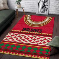 Maldives Tribal Heritage Red Area Rug with Cultural Geometric Pattern and Island Flag Print