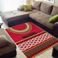 Maldives Tribal Heritage Red Area Rug with Cultural Geometric Pattern and Island Flag Print