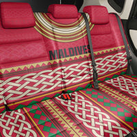 Maldives Tribal Heritage Red Back Car Seat Cover with Cultural Geometric Pattern and Island Flag Print