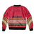 Maldives Tribal Heritage Red Bomber Jacket with Cultural Geometric Pattern and Island Flag Print