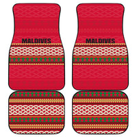 Maldives Tribal Heritage Red Car Mats with Cultural Geometric Pattern and Island Flag Print