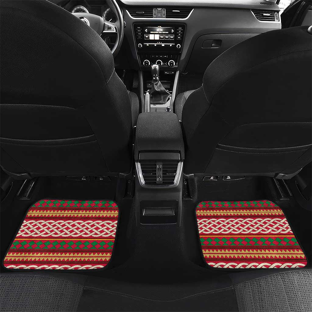 Maldives Tribal Heritage Red Car Mats with Cultural Geometric Pattern and Island Flag Print