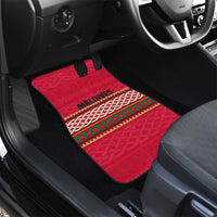 Maldives Tribal Heritage Red Car Mats with Cultural Geometric Pattern and Island Flag Print