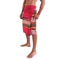 Maldives Tribal Heritage Red Lavalava with Cultural Geometric Pattern and Island Flag Print
