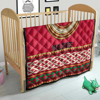 Maldives Tribal Heritage Red Quilt with Cultural Geometric Pattern and Island Flag Print