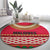 Maldives Tribal Heritage Red Round Carpet with Cultural Geometric Pattern and Island Flag Print