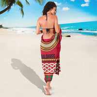 Maldives Tribal Heritage Red Sarong with Cultural Geometric Pattern and Island Flag Print
