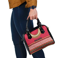 Maldives Tribal Heritage Red Shoulder Handbag with Cultural Geometric Pattern and Island Flag Print
