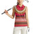 Maldives Tribal Heritage Red Women Sleeveless Polo Shirt with Cultural Geometric Pattern and Island Flag Print