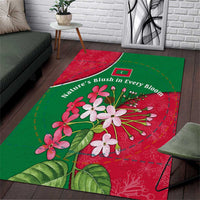 Maldives Floral Bloom Area Rug with Tropical Island Blossoms and National Flag Design