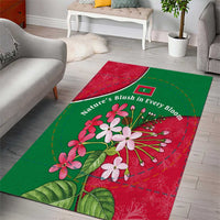 Maldives Floral Bloom Area Rug with Tropical Island Blossoms and National Flag Design