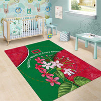 Maldives Floral Bloom Area Rug with Tropical Island Blossoms and National Flag Design