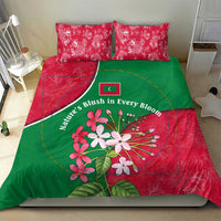Maldives Floral Bloom Bedding Set with Tropical Island Blossoms and National Flag Design