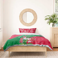 Maldives Floral Bloom Bedding Set with Tropical Island Blossoms and National Flag Design