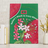 Maldives Floral Bloom Canvas Wall Art with Tropical Island Blossoms and National Flag Design
