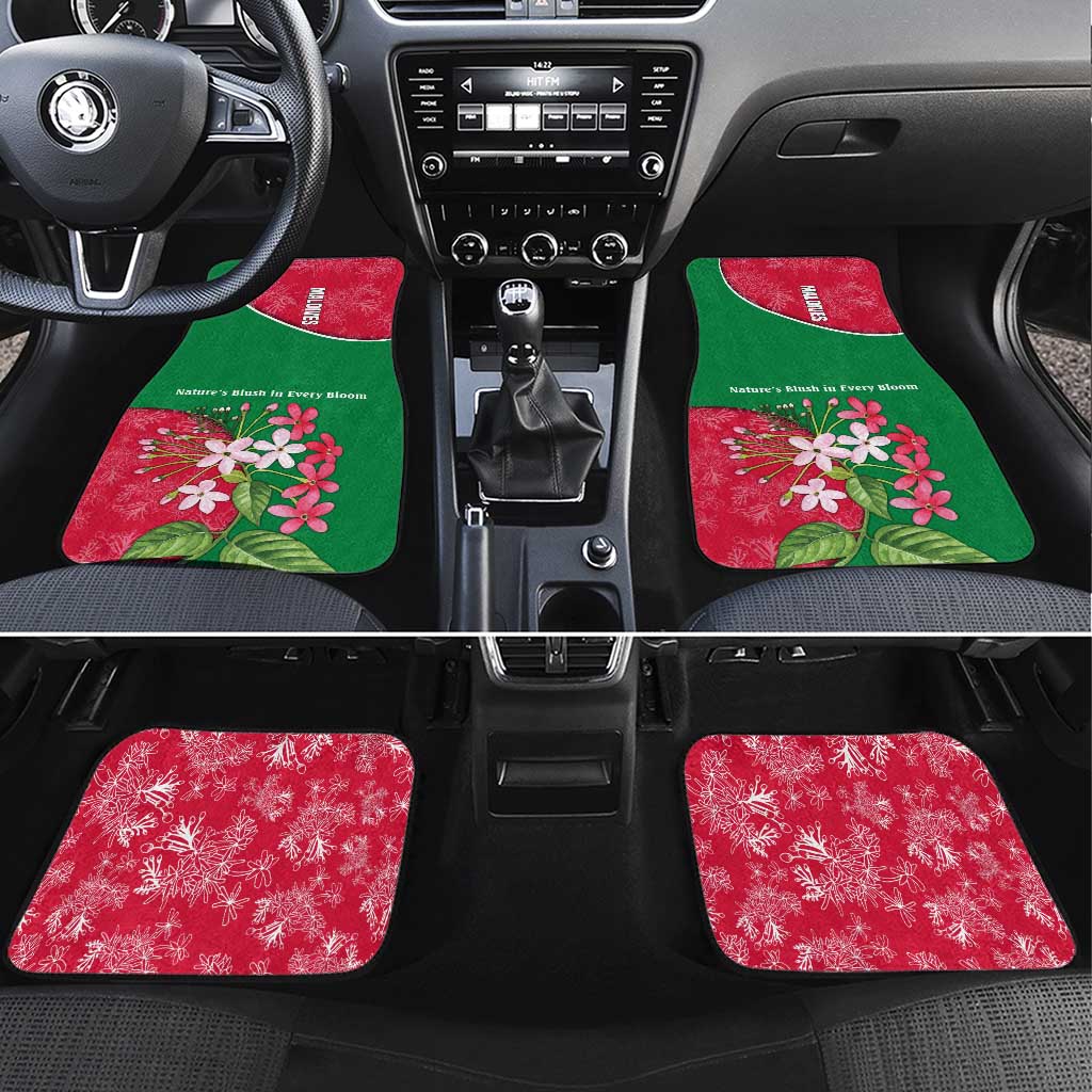 Maldives Floral Bloom Car Mats with Tropical Island Blossoms and National Flag Design