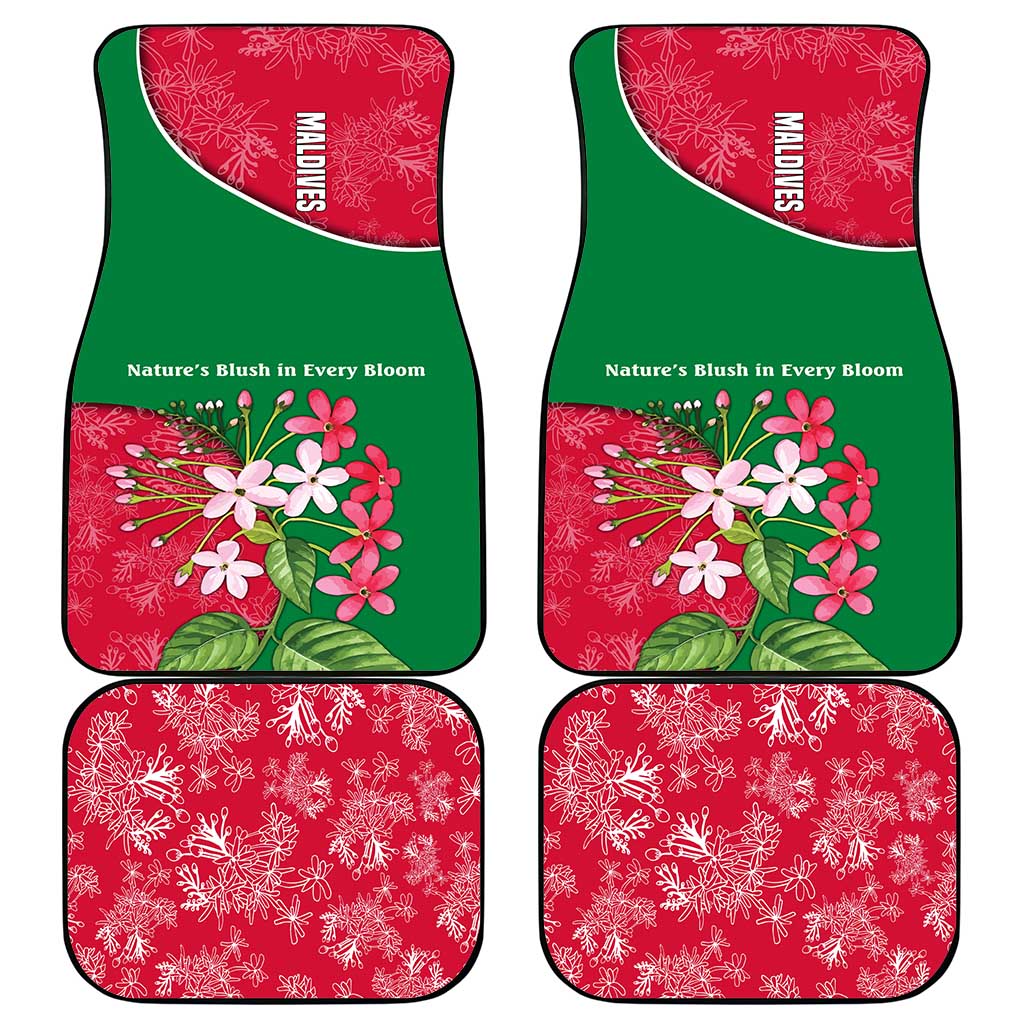 Maldives Floral Bloom Car Mats with Tropical Island Blossoms and National Flag Design