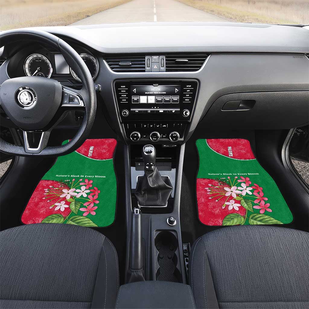 Maldives Floral Bloom Car Mats with Tropical Island Blossoms and National Flag Design