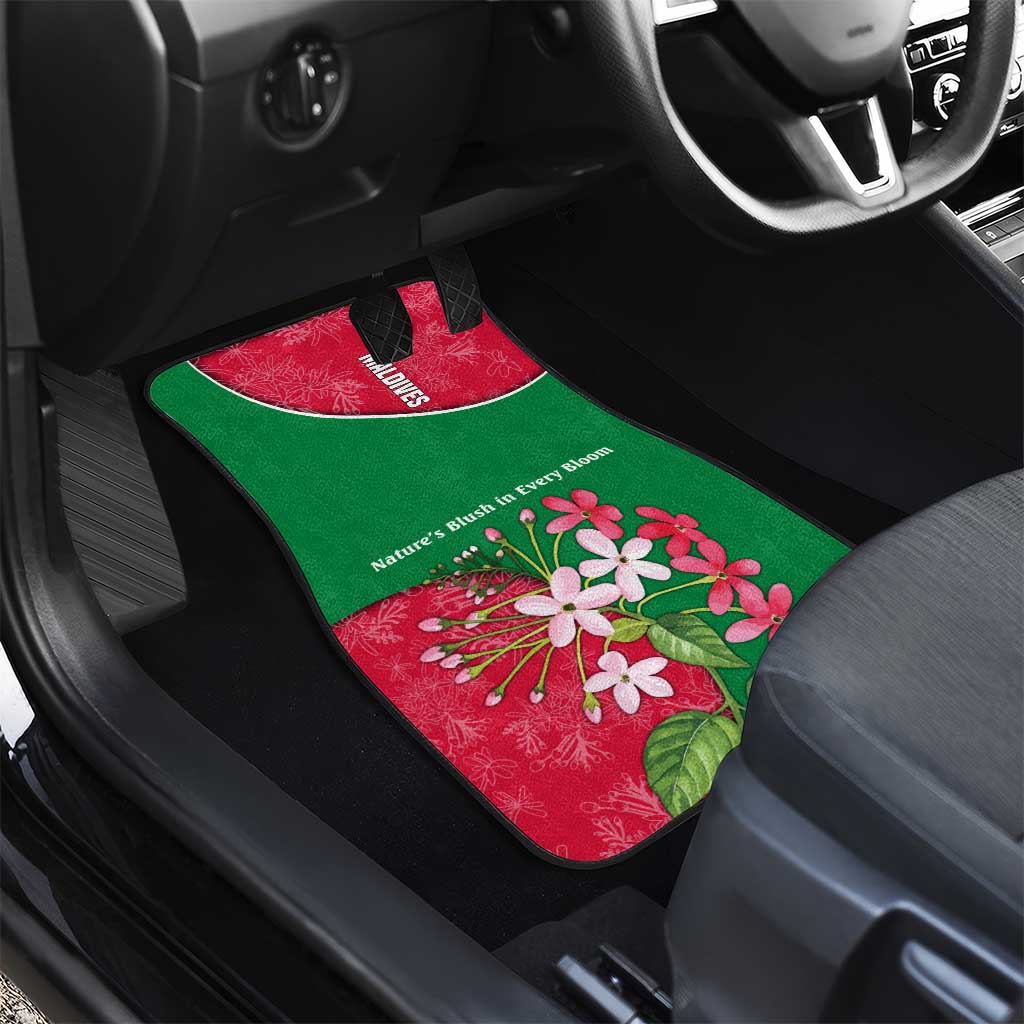 Maldives Floral Bloom Car Mats with Tropical Island Blossoms and National Flag Design