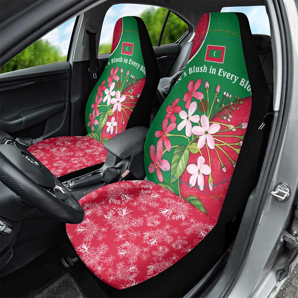 Maldives Floral Bloom Car Seat Cover with Tropical Island Blossoms and National Flag Design