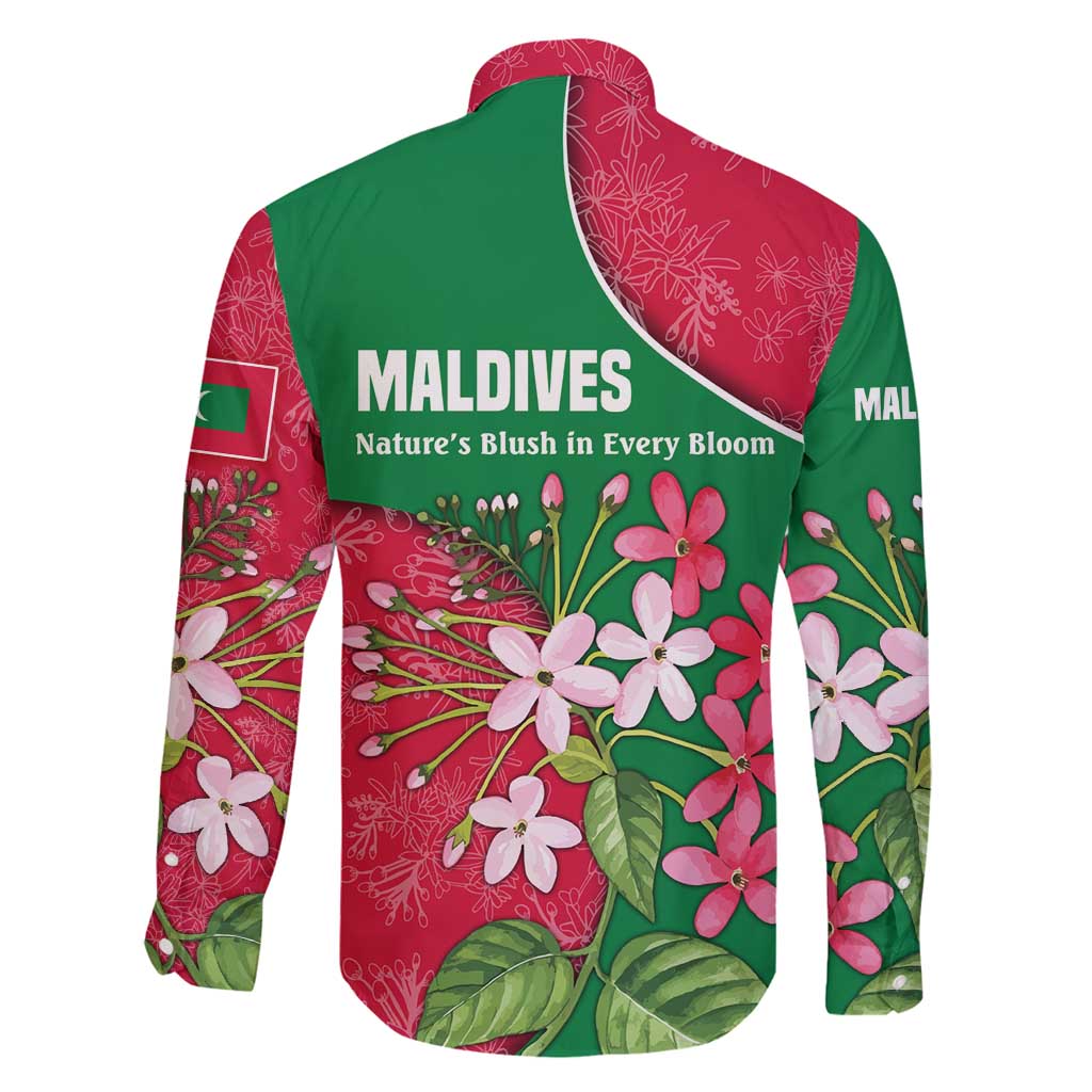 Maldives Floral Bloom Family Matching Mermaid Dress and Hawaiian Shirt with Tropical Island Blossoms and National Flag Design
